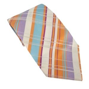 Ben Silver Silk Tie Pastel Plaid Italian Designer Luxury Easter Preppy Office